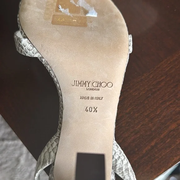 Jimmy Choo Cream Snakeskin-Effect Slingback Heels 10.5 or 40.5 NWT - Picture 6 of 7